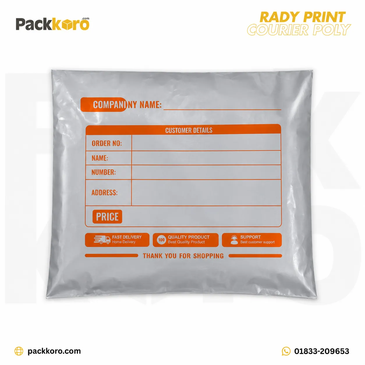 Rady Print Courier Poly - COLOR - SILVER & WHITE