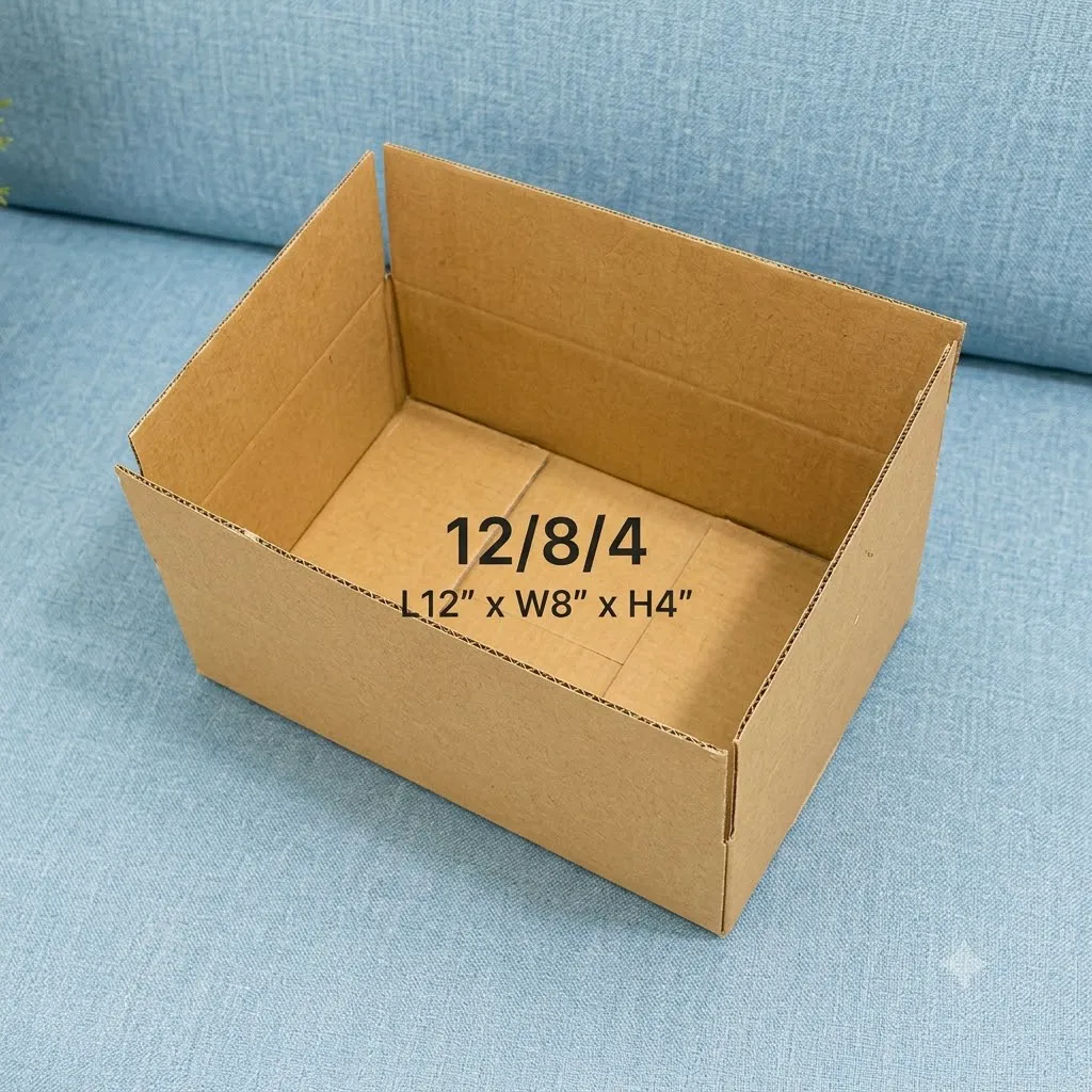 Parcel Box 12 × 8 × 4 Inch | 3 Ply Brown Corrugated Box | Packkoro